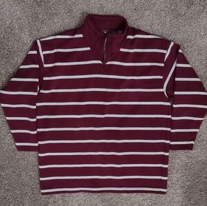 Vintage maroon striped quarter zip pullover XL